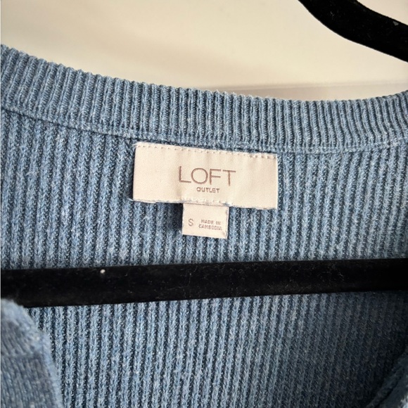 LOFT Light Blue Ribbed Sweater - Picture 3 of 3